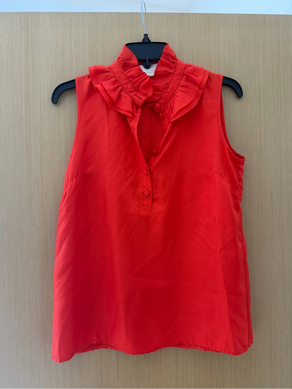 Kate Spade Red-Orange Ruffled Neck Sleeveless Blouse (2)